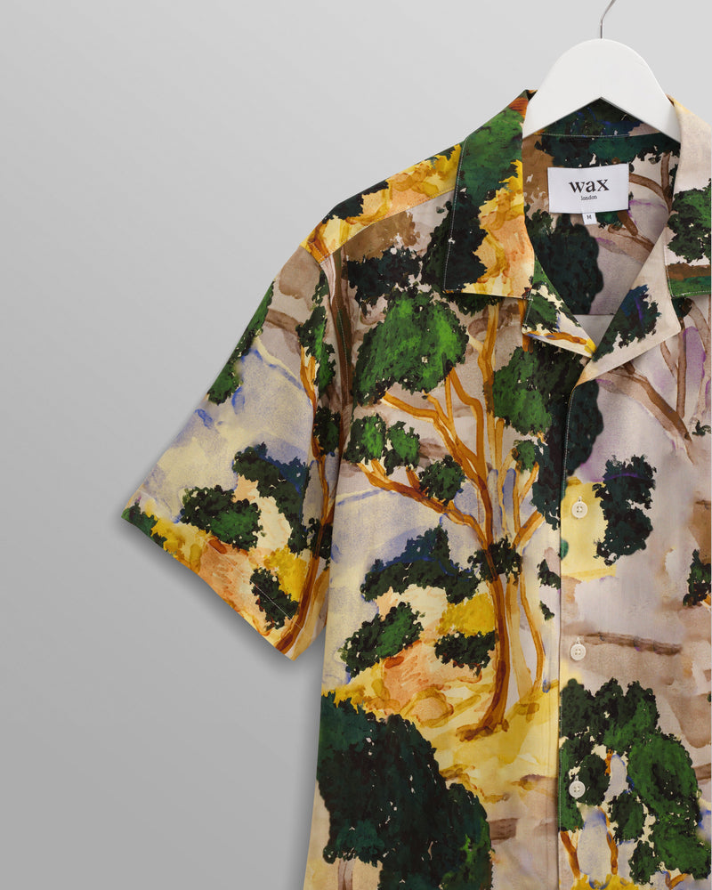 wax london Didcot Shirt Ecru/Green Forest