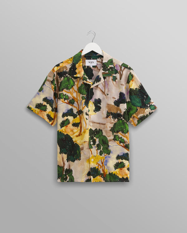 wax london Didcot Shirt Ecru/Green Forest