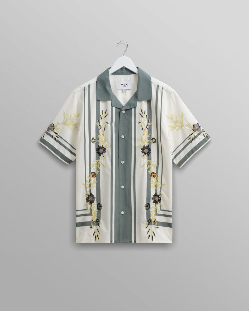 wax london Didcot Shirt Green Floral Trailing