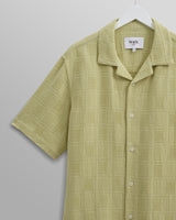 wax london Didcot Shirt Green Patchwork Waffle