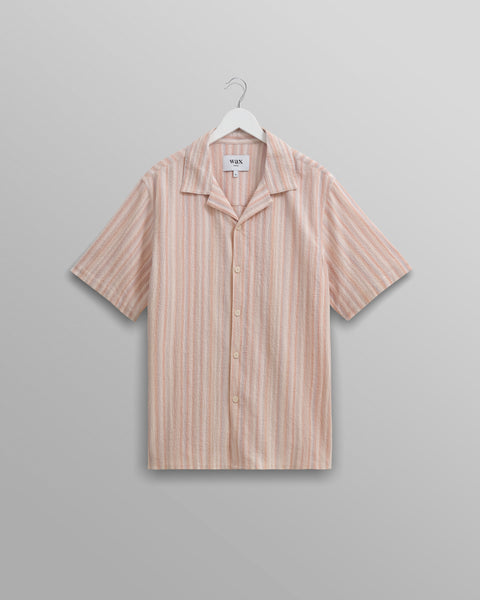 Didcot Ss Shirt Texture Wave Stripe - Black - Mens Clothing
