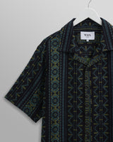 wax london Didcot Shirt Navy/Lime Green Aztec