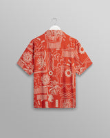 wax london Didcot Shirt Red/Beige Leaf