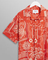 wax london Didcot Shirt Red/Beige Leaf