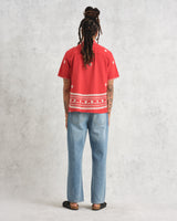 wax london Didcot Shirt Red/Ecru Daisy Embroidery