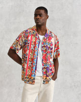 wax london Didcot Shirt Red/Multi Abstract Tile