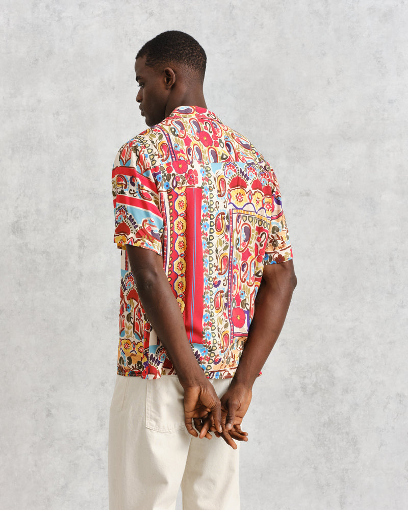 wax london Didcot Shirt Red/Multi Abstract Tile