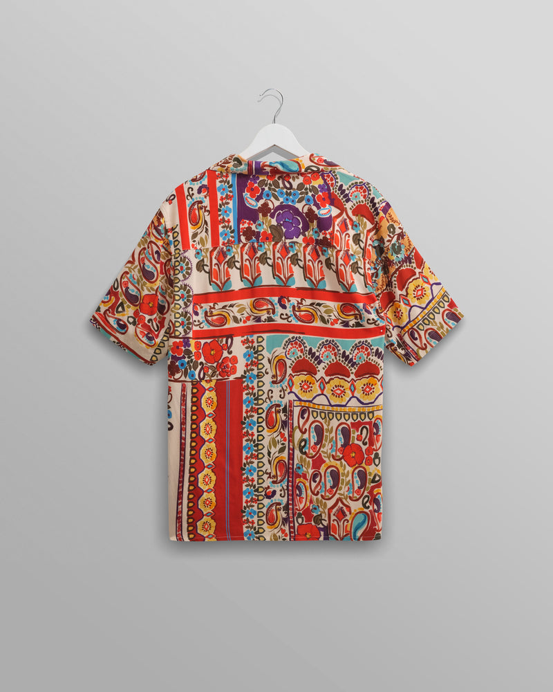 wax london Didcot Shirt Red/Multi Abstract Tile