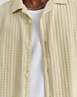 wax london Didcot Shirt Sage Wave Textured Stripe