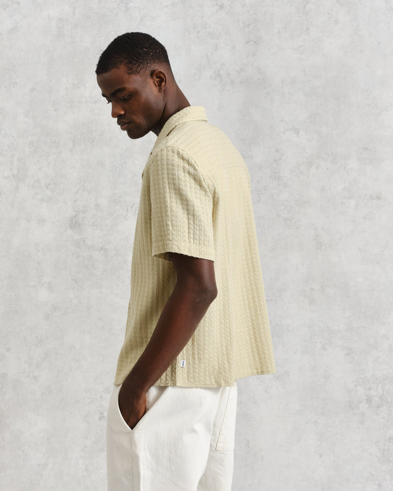 wax london Didcot Shirt Sage Wave Textured Stripe