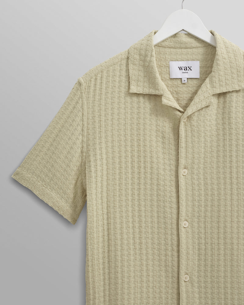 wax london Didcot Shirt Sage Wave Textured Stripe