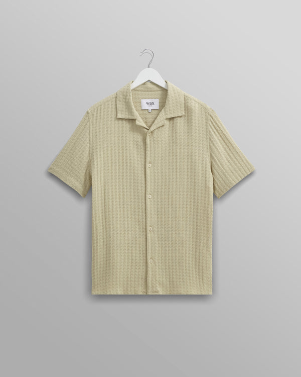 wax london Didcot Shirt Sage Wave Textured Stripe