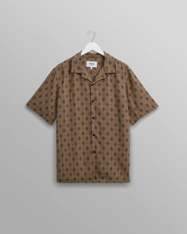 wax london Didcot Shirt Taupe Ditsy Tile