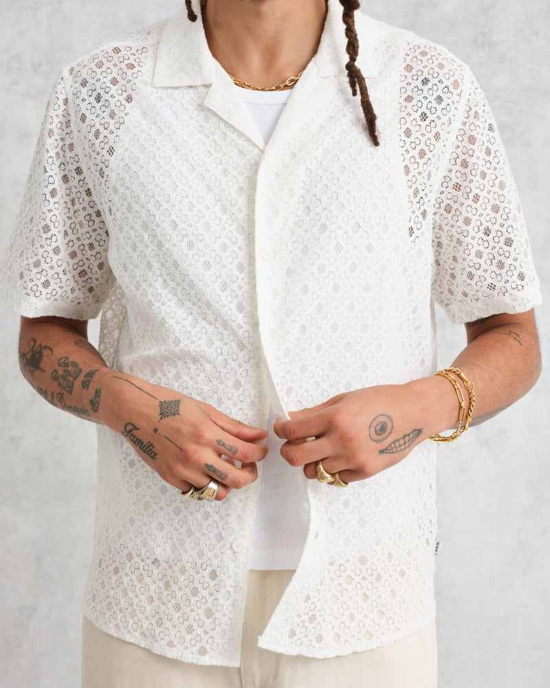 wax london Didcot Shirt White Corded Lace