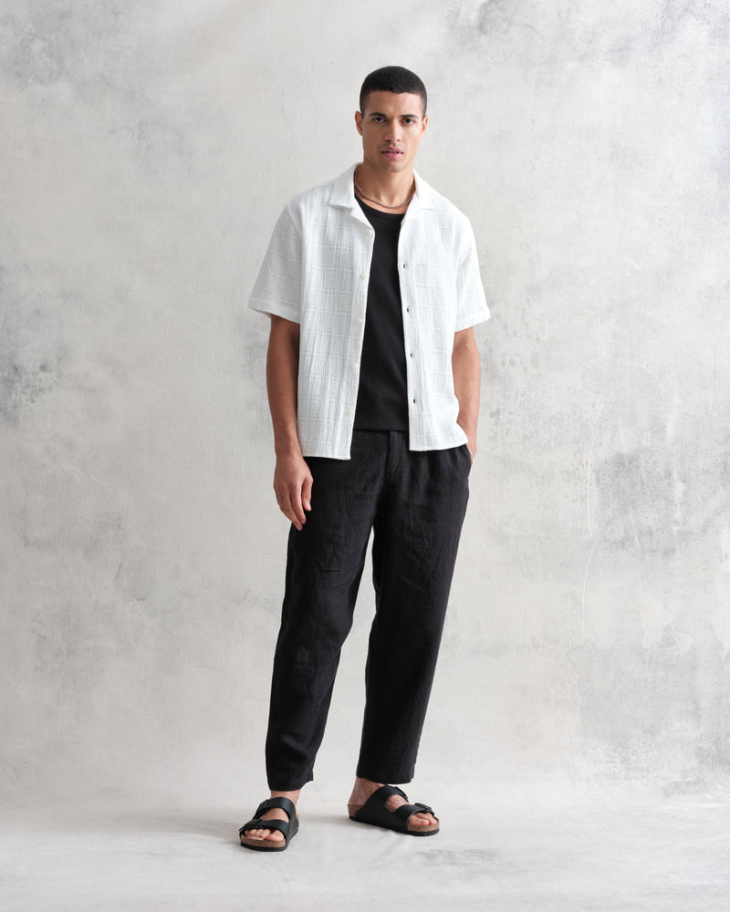 wax london Didcot Shirt White Patchwork Waffle