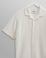 wax london Didcot Shirt White Patchwork Waffle