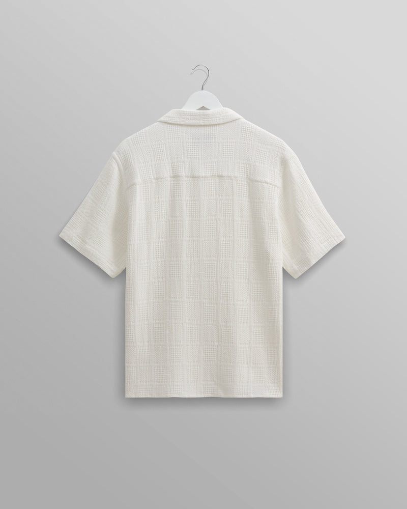 wax london Didcot Shirt White Patchwork Waffle