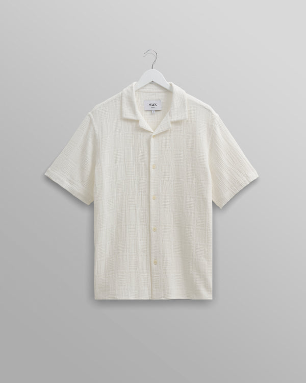 wax london Didcot Shirt White Patchwork Waffle