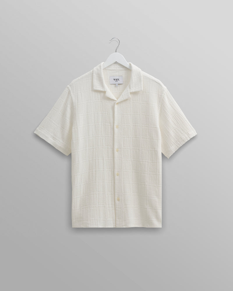 wax london Didcot Shirt White Patchwork Waffle