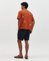 Didcot - Terracotta And Ecru Scribble Applique Short-Sleeve Shirt