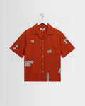 Didcot - Terracotta And Ecru Scribble Applique Short-Sleeve Shirt