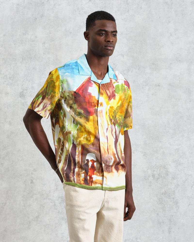 wax london men's Didcot - Watercolour Abstract Painting Short-Sleeve Shirt