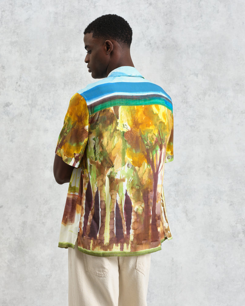 wax london men's Didcot - Watercolour Abstract Painting Short-Sleeve Shirt