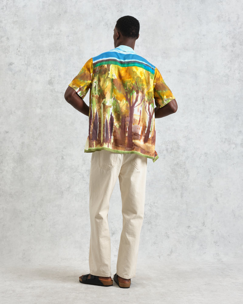 wax london men's Didcot - Watercolour Abstract Painting Short-Sleeve Shirt