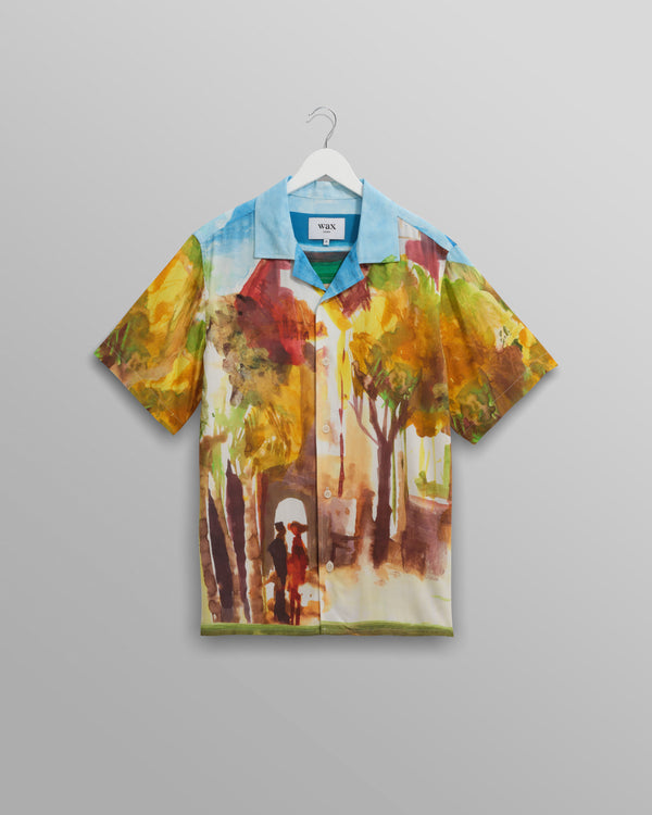 wax london men's Didcot - Watercolour Abstract Painting Short-Sleeve Shirt