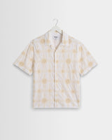 wax london men's Didcot - White Corded Lace Short-Sleeve Shirt