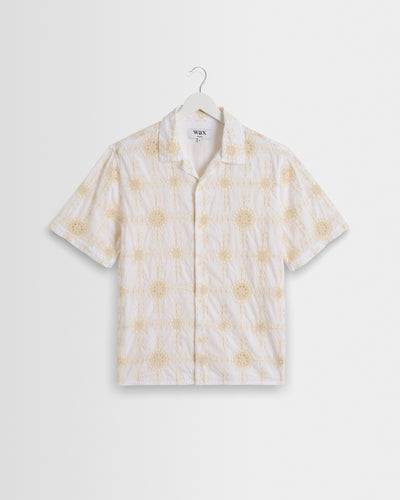 Didcot - White Corded Lace Short-Sleeve Shirt
