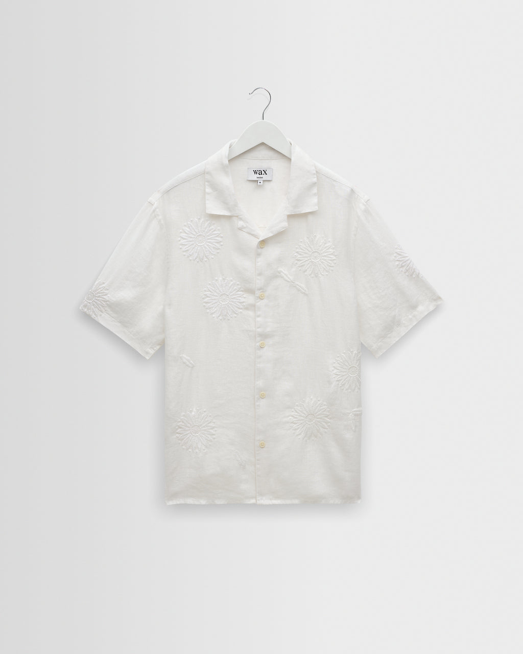 Men's White Embroidered Short-Sleeve Shirt | Wax London