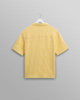 wax london Didcot - Yellow Waffle Seersucker Cotton Short-Sleeve Shirt