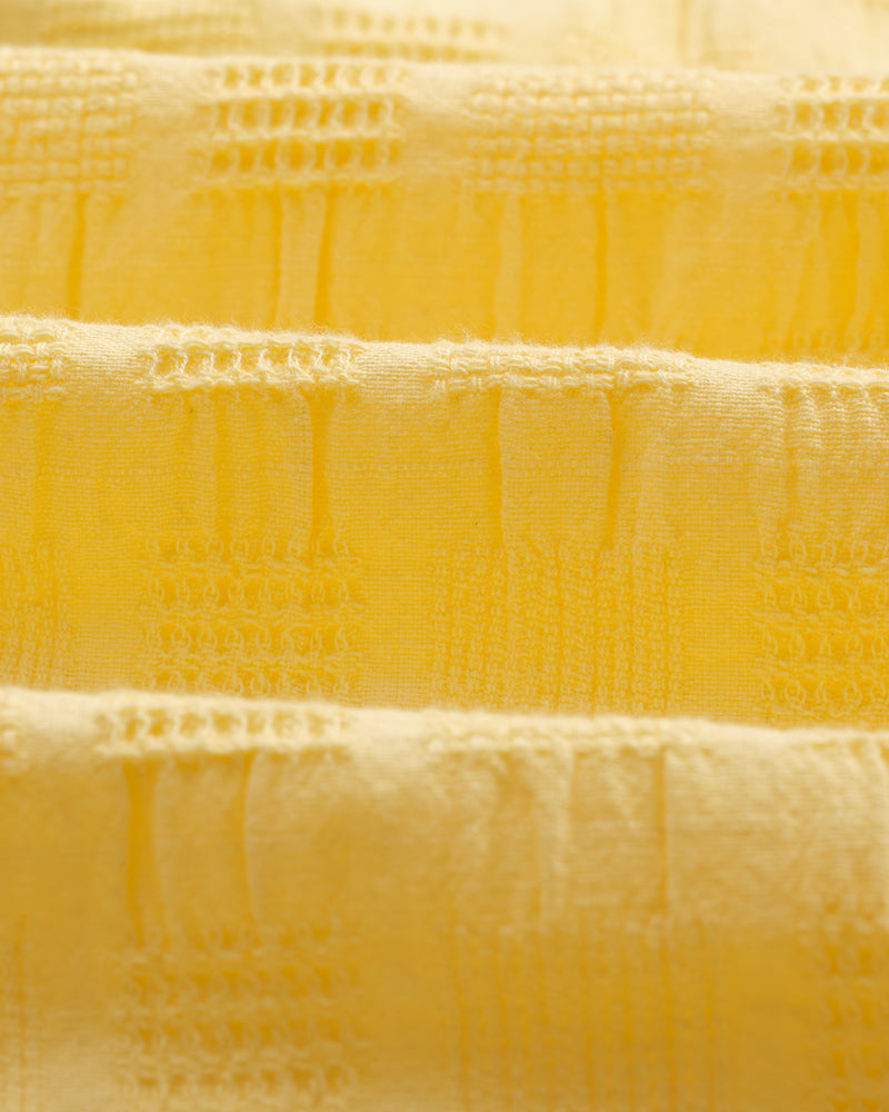 wax london Didcot - Yellow Waffle Seersucker Cotton Short-Sleeve Shirt