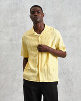wax london Didcot - Yellow Waffle Seersucker Cotton Short-Sleeve Shirt