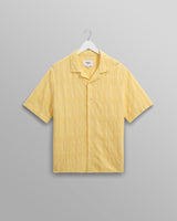wax london Didcot - Yellow Waffle Seersucker Cotton Short-Sleeve Shirt