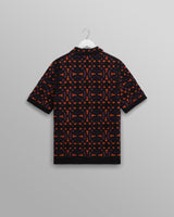 wax london Dorset - Black And Multicolour Crochet Knitted Polo Shirt