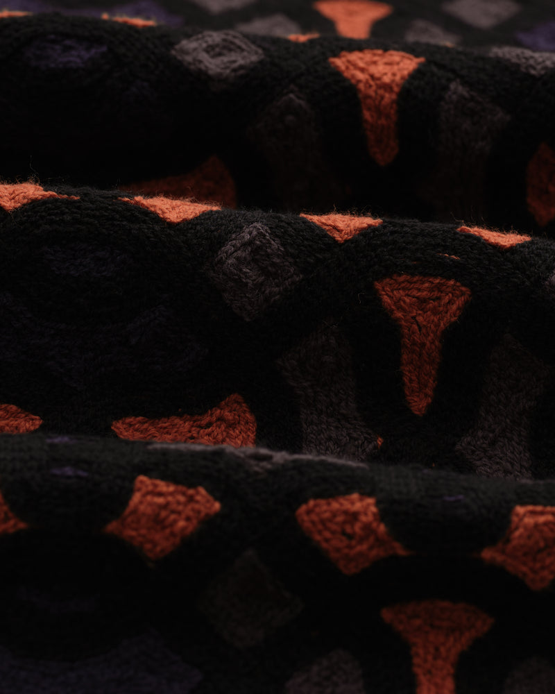 wax london Dorset - Black And Multicolour Crochet Knitted Polo Shirt