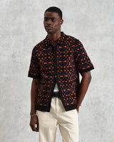 wax london Dorset - Black And Multicolour Crochet Knitted Polo Shirt