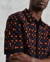 wax london Dorset - Black And Multicolour Crochet Knitted Polo Shirt