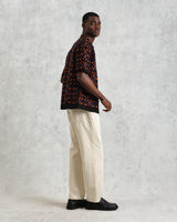 wax london Dorset - Black And Multicolour Crochet Knitted Polo Shirt