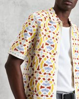 wax london Dorset - Ecru And Multicolour Crochet Knitted Polo Shirt