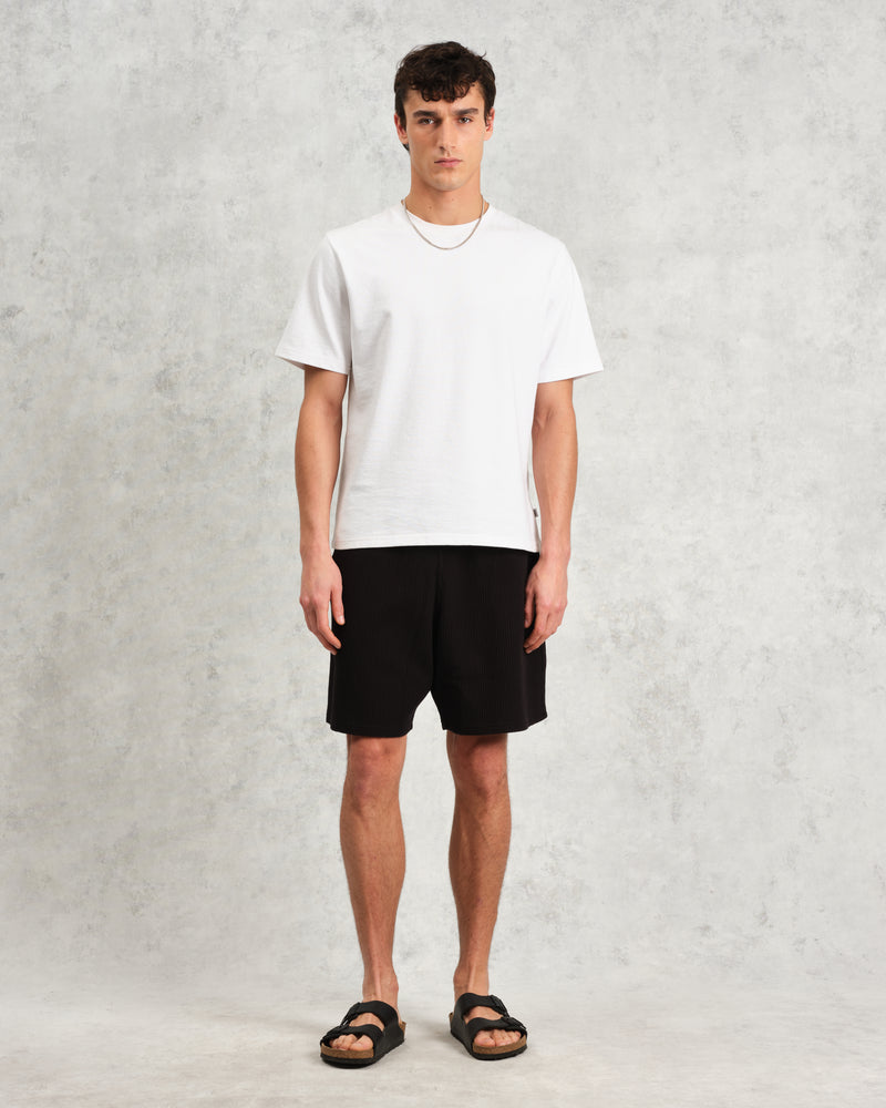 wax london Dudley - Black Rigid Waffle Shorts