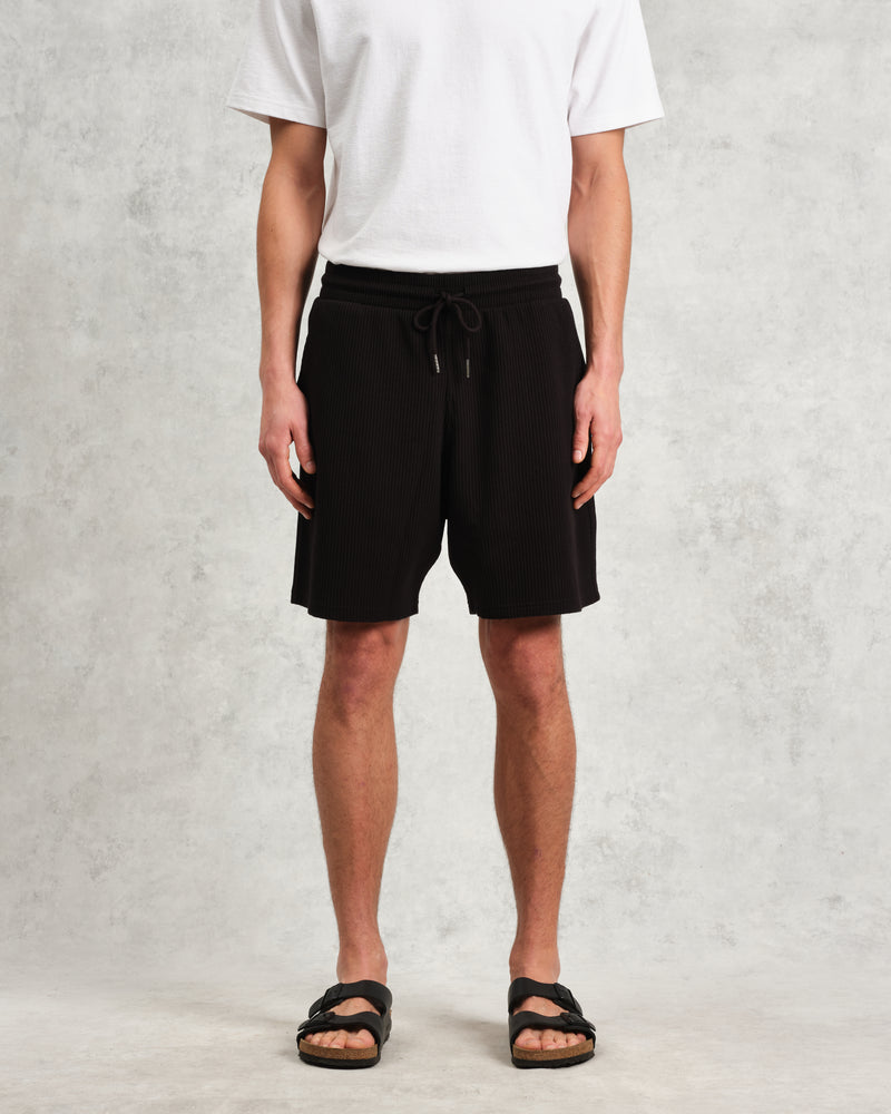 wax london Dudley - Black Rigid Waffle Shorts