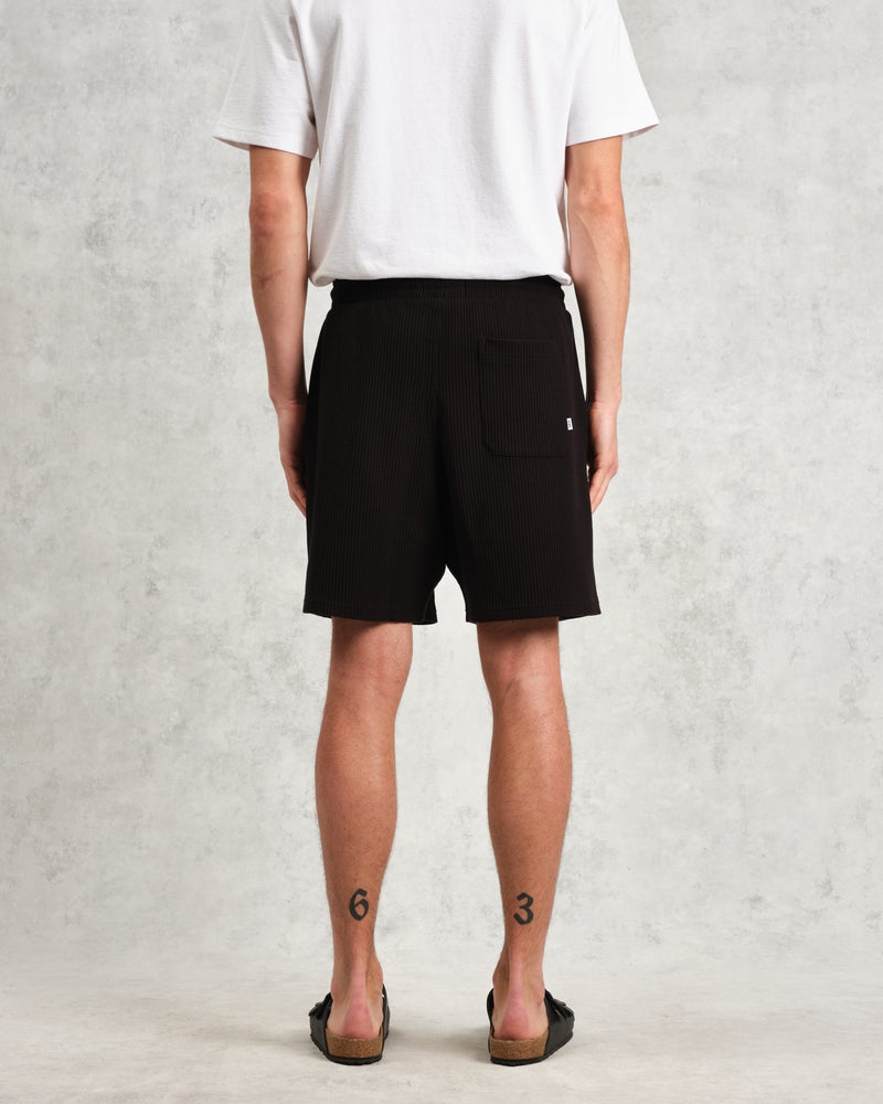 wax london Dudley - Black Rigid Waffle Shorts