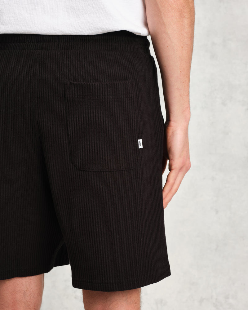 wax london Dudley - Black Rigid Waffle Shorts