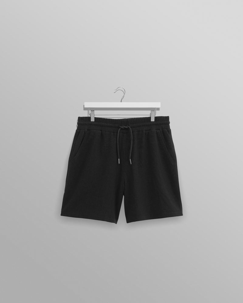 wax london Dudley - Black Rigid Waffle Shorts