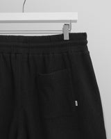 wax london men's Dudley - Black Textured Waffle Shorts