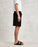 wax london men's Dudley - Black Textured Waffle Shorts