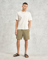 wax london men's Dudley - Khaki Textured Waffle Shorts